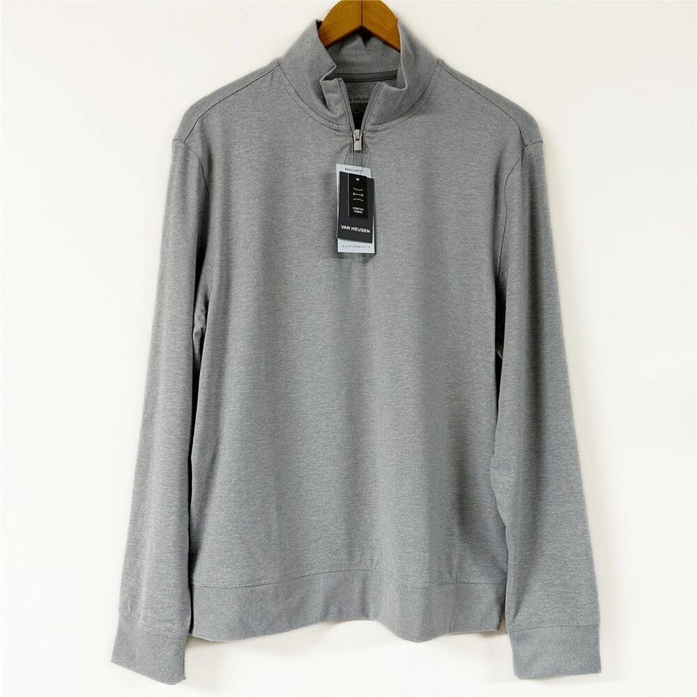 VAN HEUSEN Pullover Mens Size Medium Gray Regular Fit Stretch